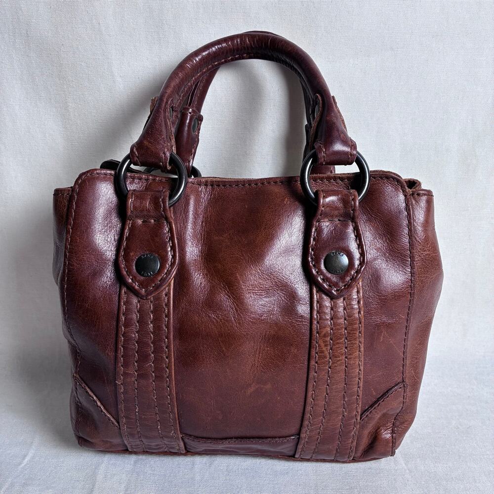 Frye Leather Satchel Purse Cognac Brown Western Boho Coastal Cowgirl Chic - Picture 2 of 12